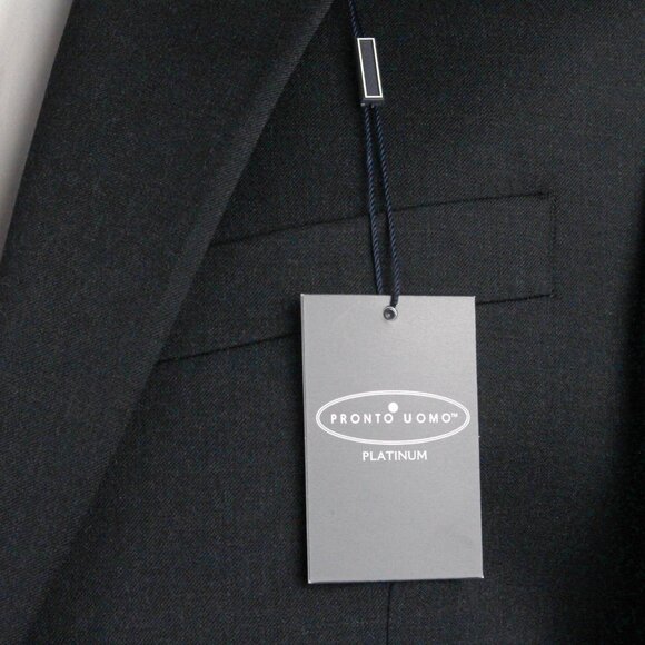 40R Pronto Uomo Men's 2pc Suit Jacket Blazer Pant Size 34W Charcoal E03256 - Picture 12 of 15
